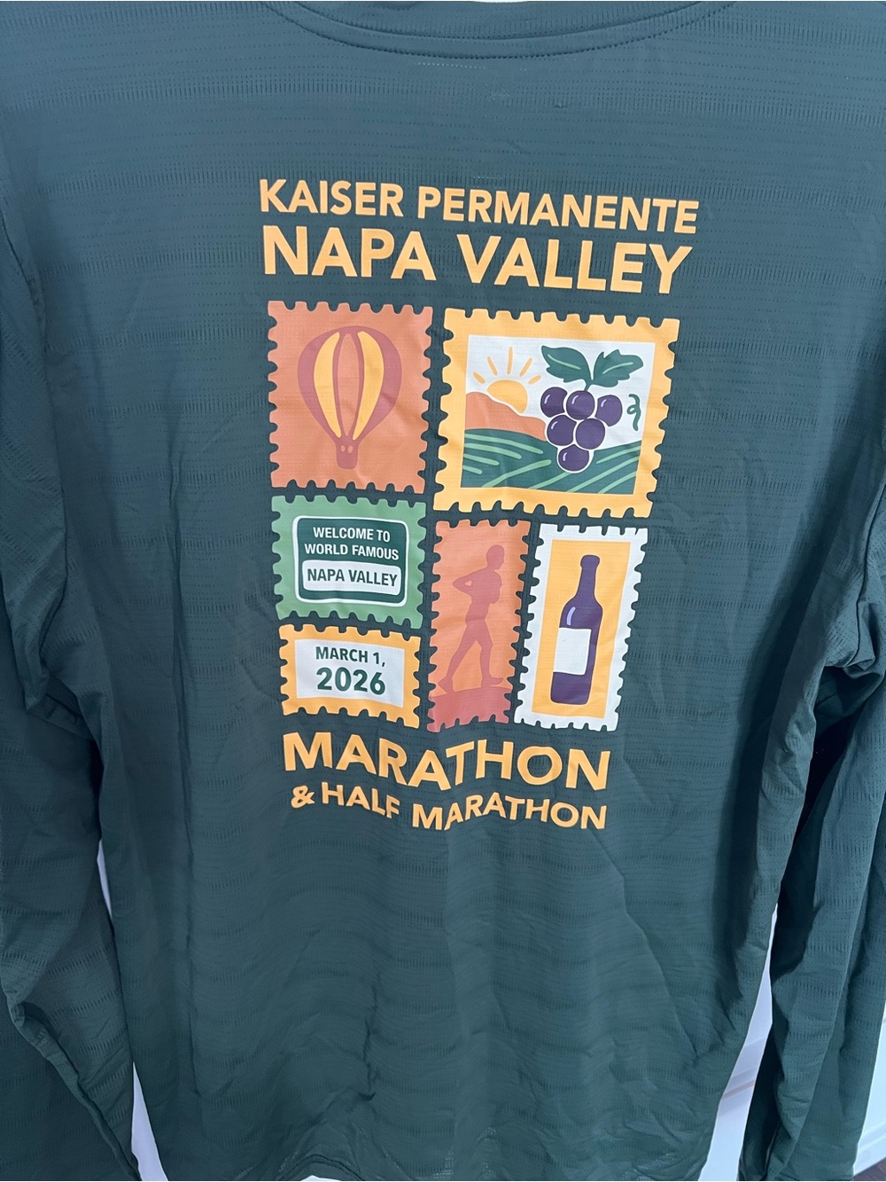 NWOT Napa Valley Marathon Long Sleeve Tee - Olive Green Mens small - Picture 5 of 7